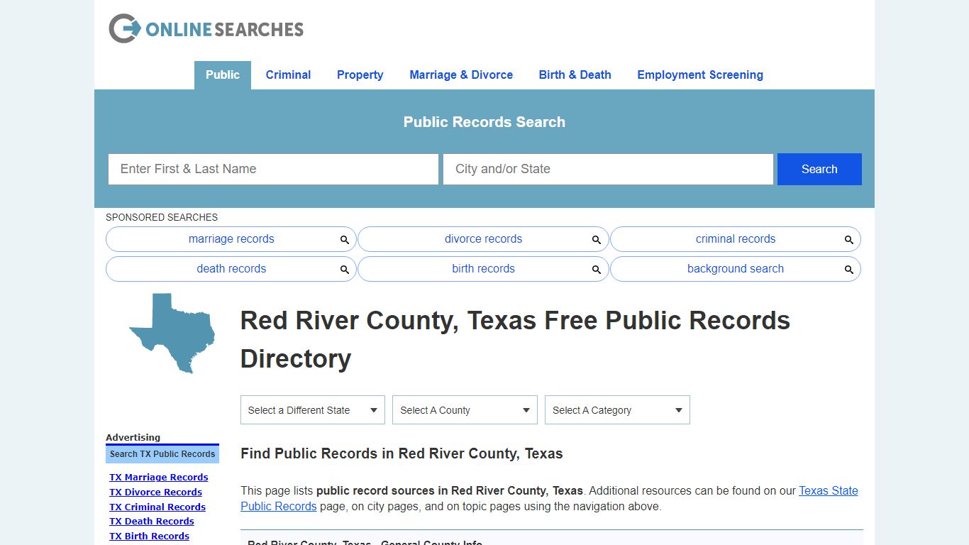 Red River County, Texas Public Records Directory - OnlineSearches.com